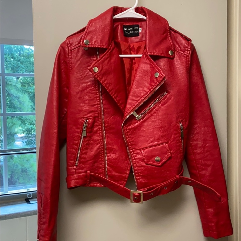 Brand New Red Faux Leather Jacket